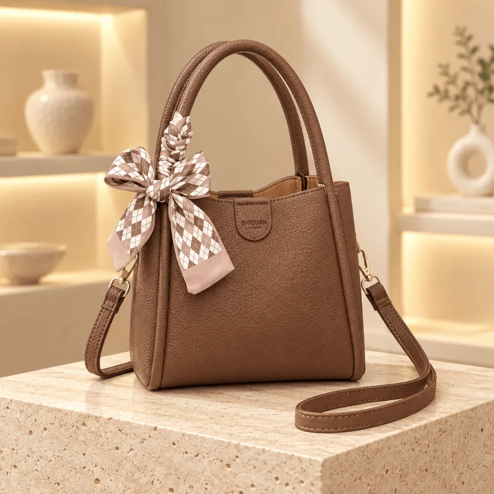 Women's Textured PU Bucket Bag | Soft Leather-Style Handbag